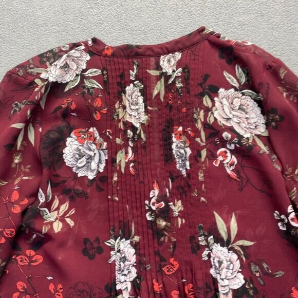American Rag Tunic Blouse Top Womens Large  Red/Brown Floral Pattern 3/4 Sleeve - Picture 11 of 12